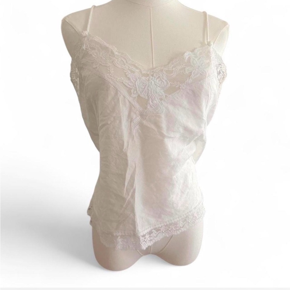 DIOR Lace-Trim White Satin Camisole